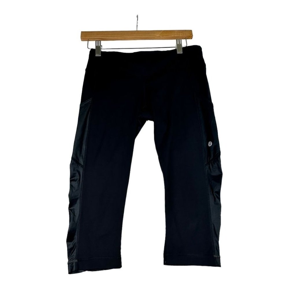 Lululemon Shiny Side Panel Cropped Leggings size 6 Black